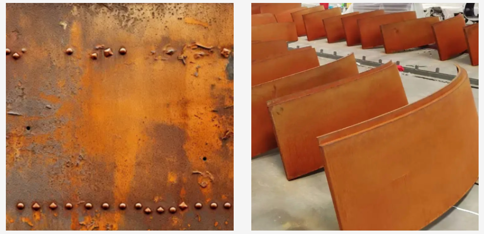 Comparison of weathering steel and carbon steel after exposure to outdoor elements