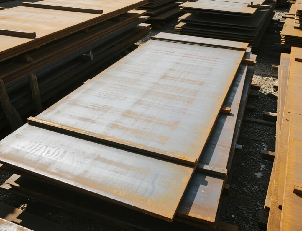 CJM NM400 NM450 and NM500 abrasion resistant steel plates stacked for shipment