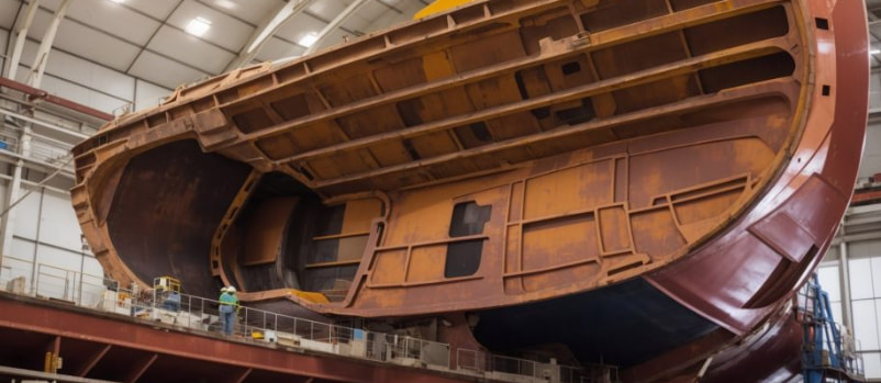 AH36 high strength steel plates used in the hull construction of a large cargo ship