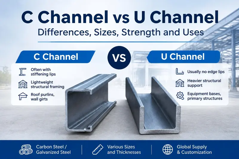 C Channel vs U Channel Steel: Differences, Sizes, Strength and Uses